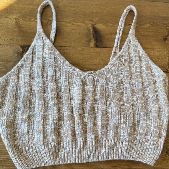 SHEIN Tops - SHEIN Beige Knit Crop Tank – Size Small – Ribbed Sweater Cami
